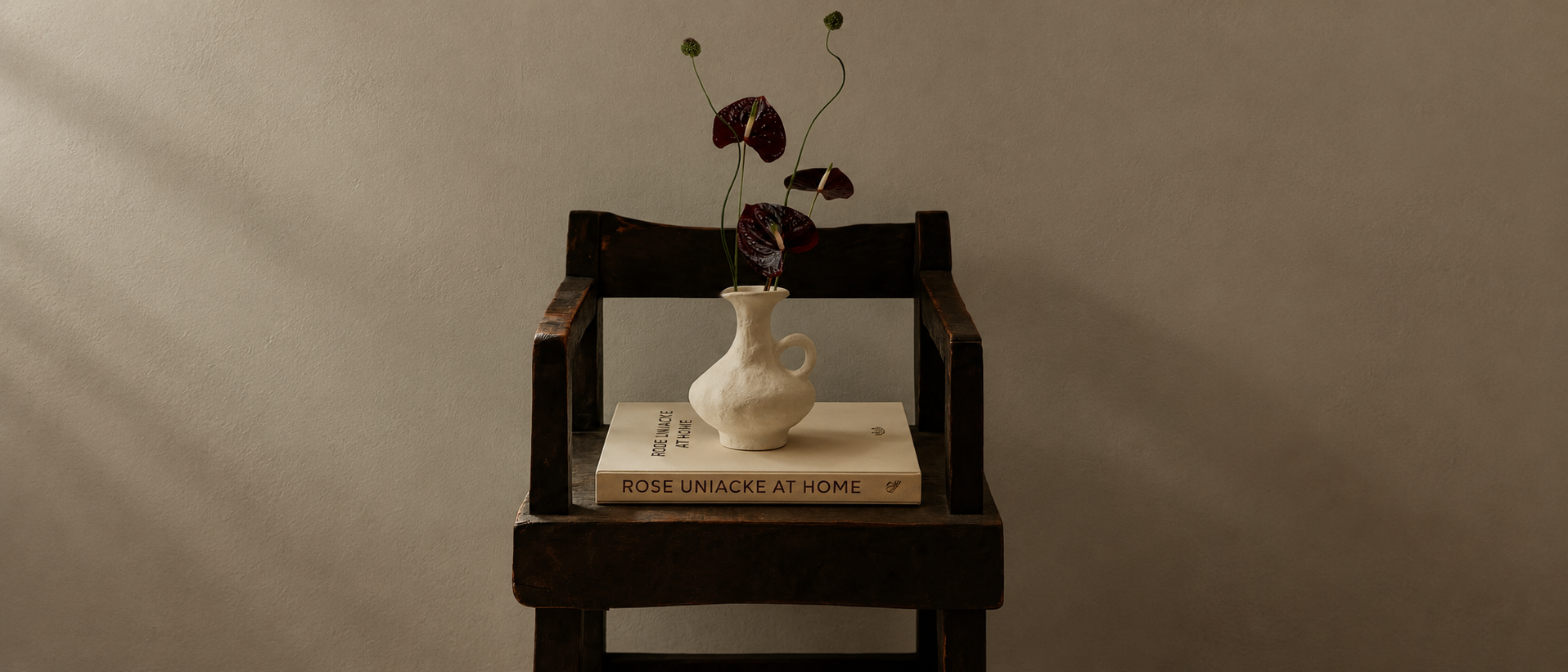 Decorative objects styled in a warm contemporary interior