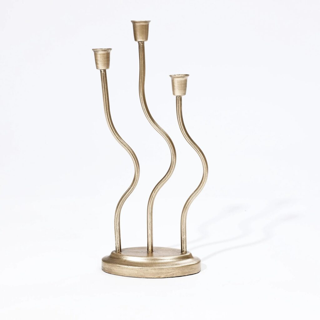 Gold 3-Taper Candle Holder