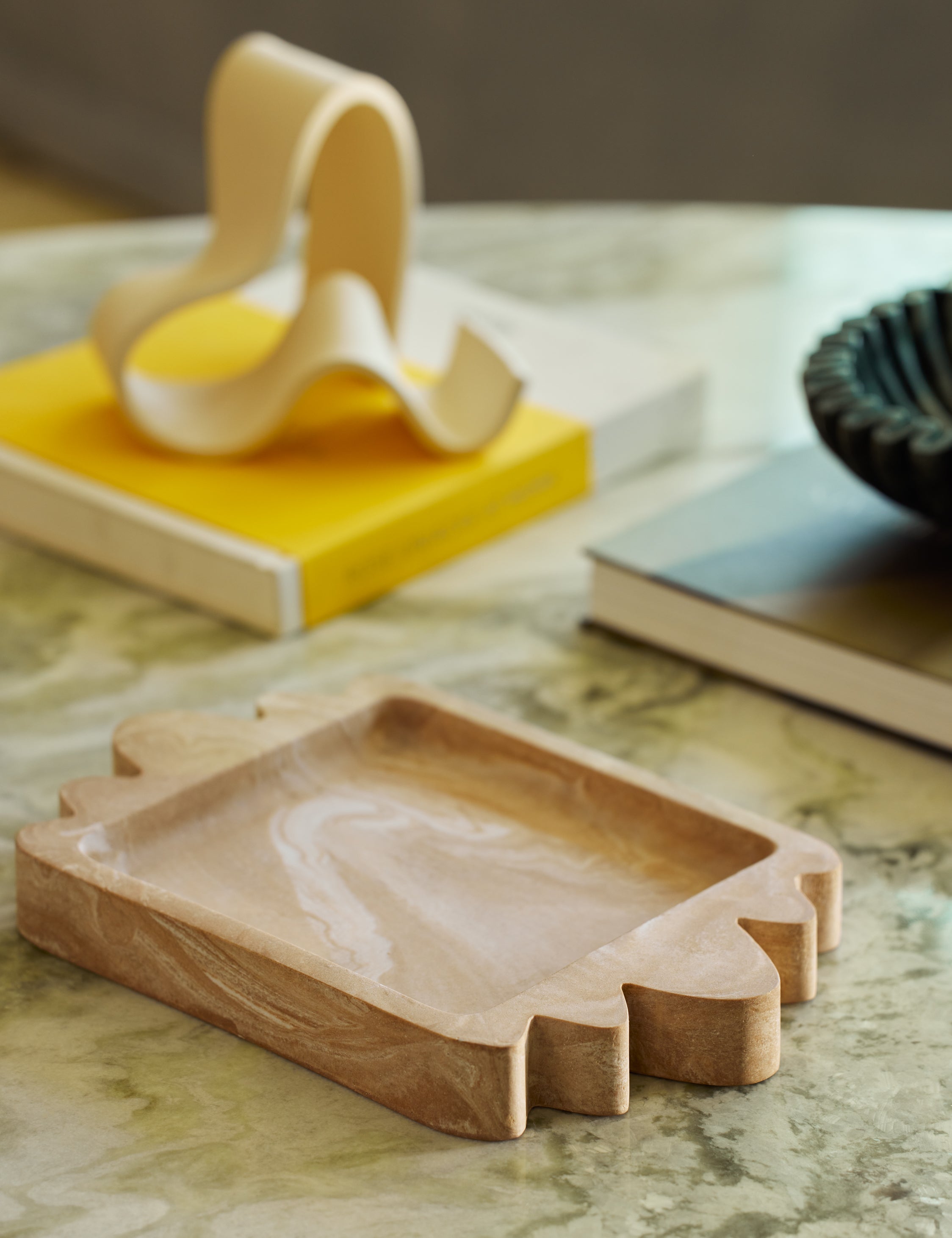 Modern Travertine Resin Tray - Travertine - Image 3