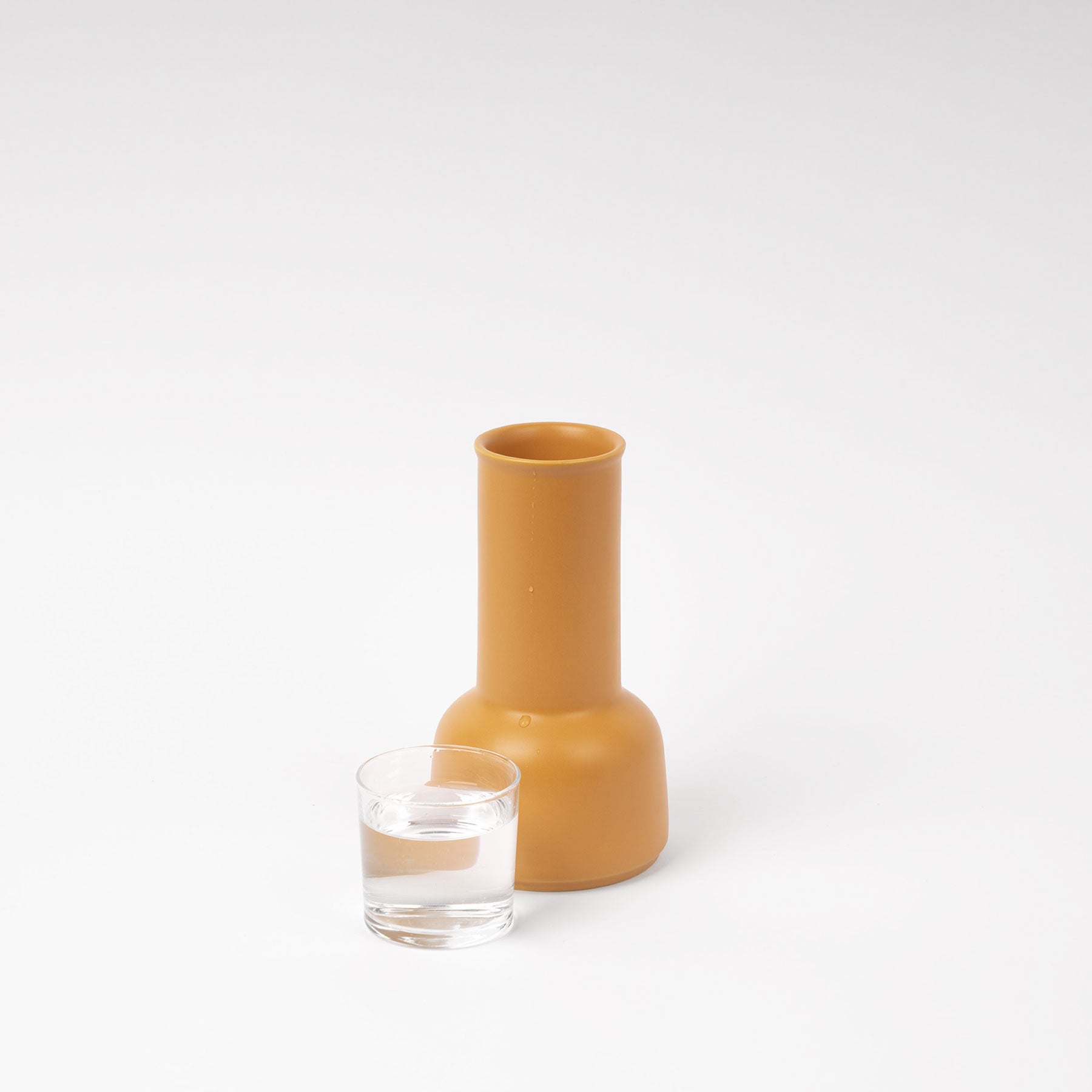 Mustard Sculptural Carafe - Tall-Neck Ceramic Pitcher - Image 3