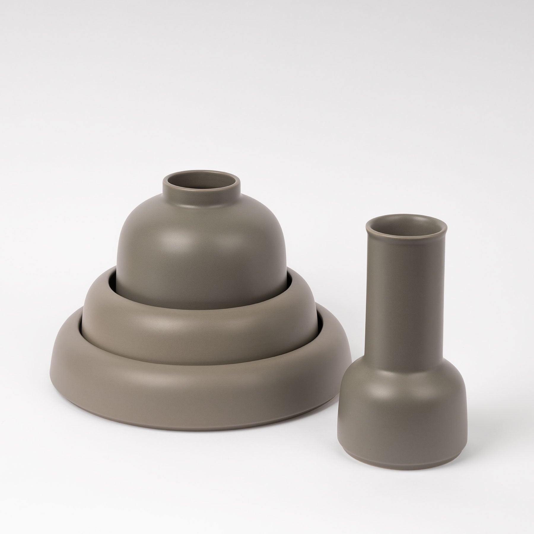 Smoke Green Ceramic Water Carafe - Rounded Bottle Silhouette - Image 4