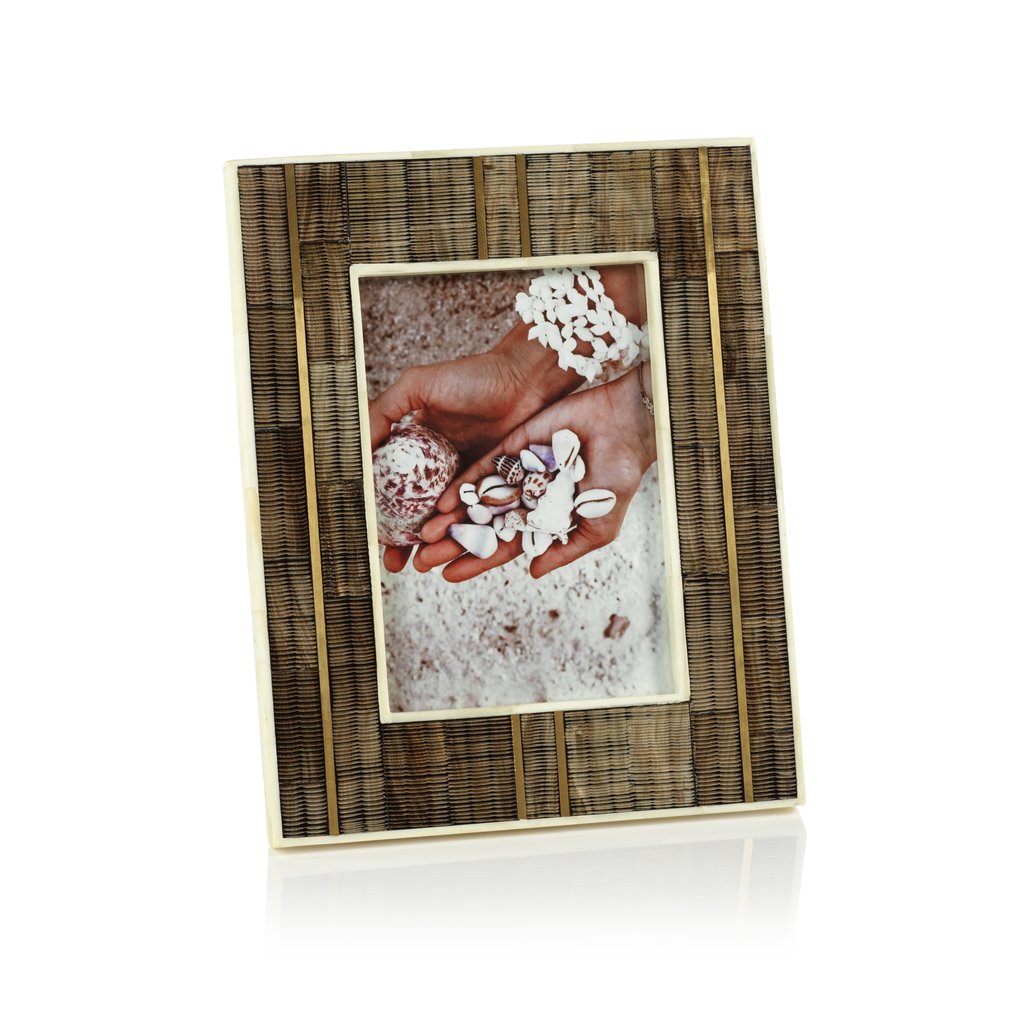 Horn Photo Frame with Bone and Brass Inlay - Image 2